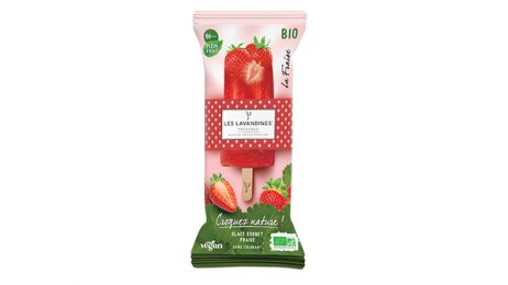 Bâtonnet sorbet plein fruit fraise Les Lavandines® Bio 70 ml / 70 g | Grossiste alimentaire | PassionFroid