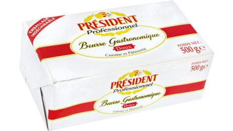 Beurre plaquette doux 82% MG 500 g Président professionnel | Grossiste alimentaire | PassionFroid