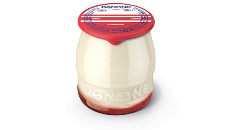 Yaourt Danone Original sucré au lait entier sur lit de fraises en pot verre 130 g Danone | Grossiste alimentaire | PassionFroid