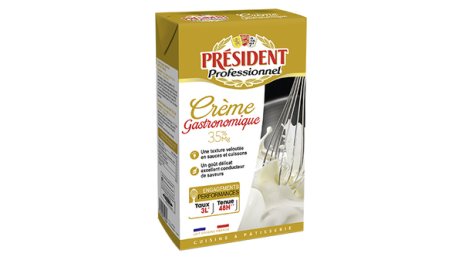 Crème liquide supérieure gastronomique 35% MG UHT 1 L Président Professionnel | PassionFroid