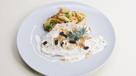 Recette : Plein filet de tilapia rôti, crème de poireaux et curry, poêlée de mini penne et légumes - PassionFroid