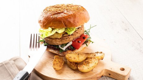 Recette : Burger végétarien au soja, cheddar et poivrons grillés - PassionFroid