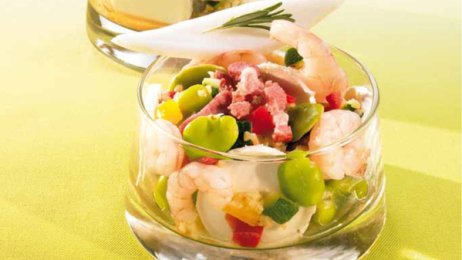 Recette : Salade mosaïque fèves/crevettes - PassionFroid