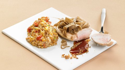 Recette : Filet de poulet rôti en croûte de tagliatelles de sarrasin - PassionFroid