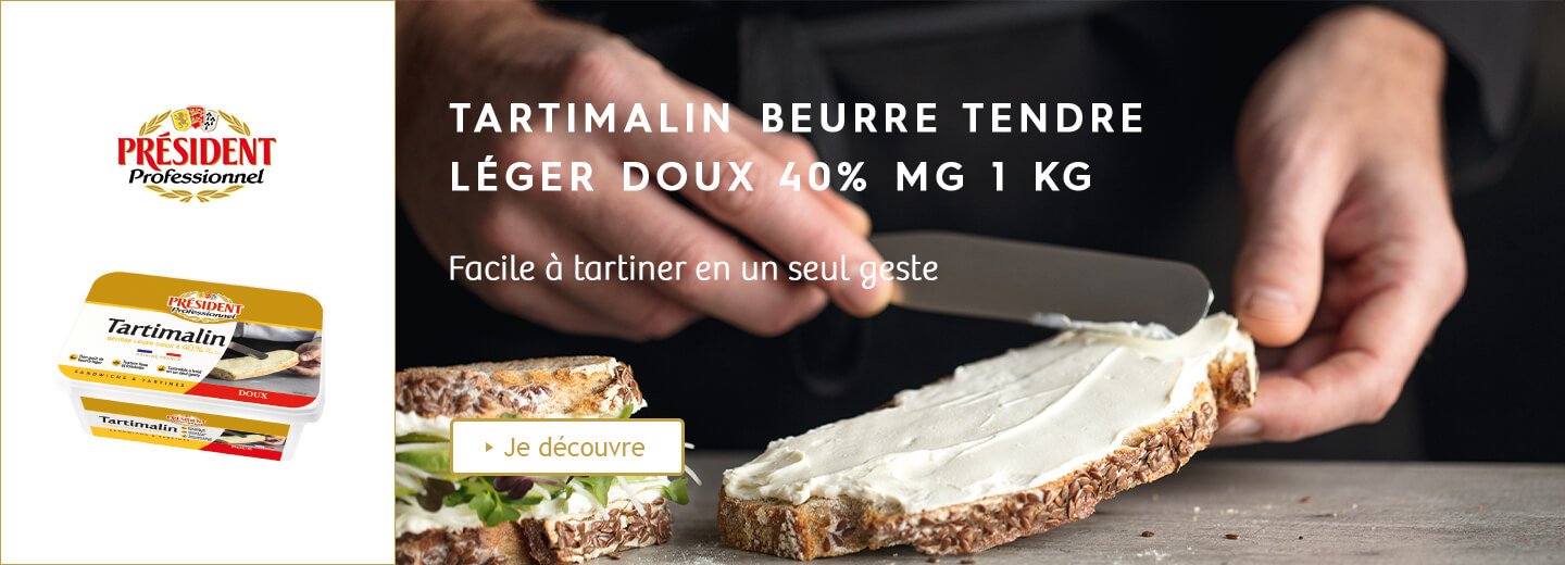 Tartimalin beurre tendre léger doux 40% MG 1 kg Président Professionnel - PassionFroid distributeur alimentaire pour les professionnels de la restauration